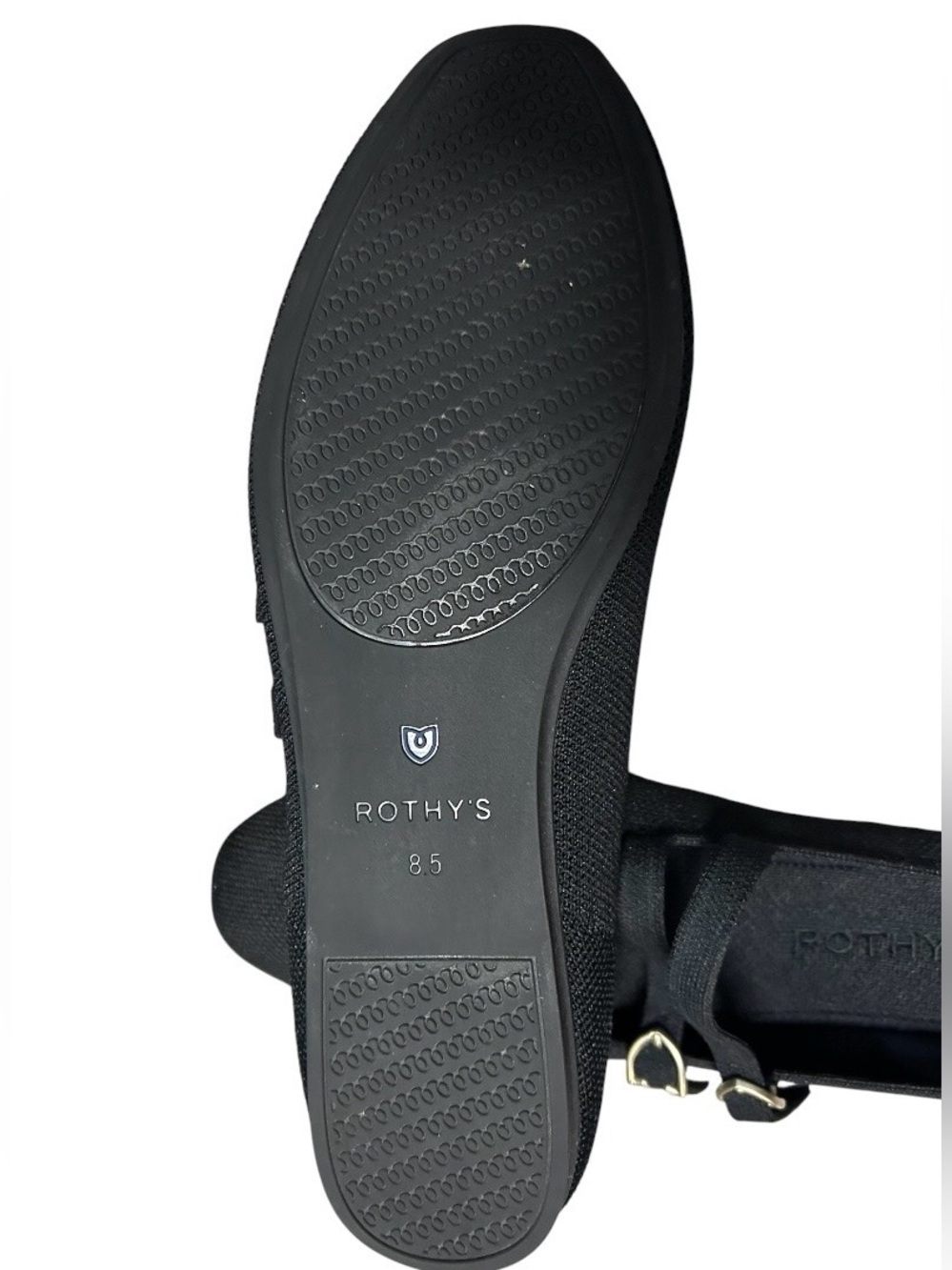 Rothy's The Double Buckle Mary Jane Black Flats Sz 8.5 - Picture 5 of 5